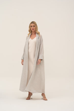Soleil Mesh Blazer Abaya Light Grey