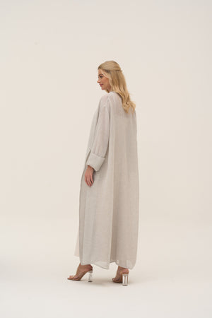 Soleil Mesh Blazer Abaya Light Grey